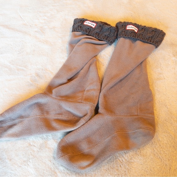Hunter Cable Knit Welly Boot Socks Charcoal Gray ML US8-10 EU39-42 - Picture 2 of 5